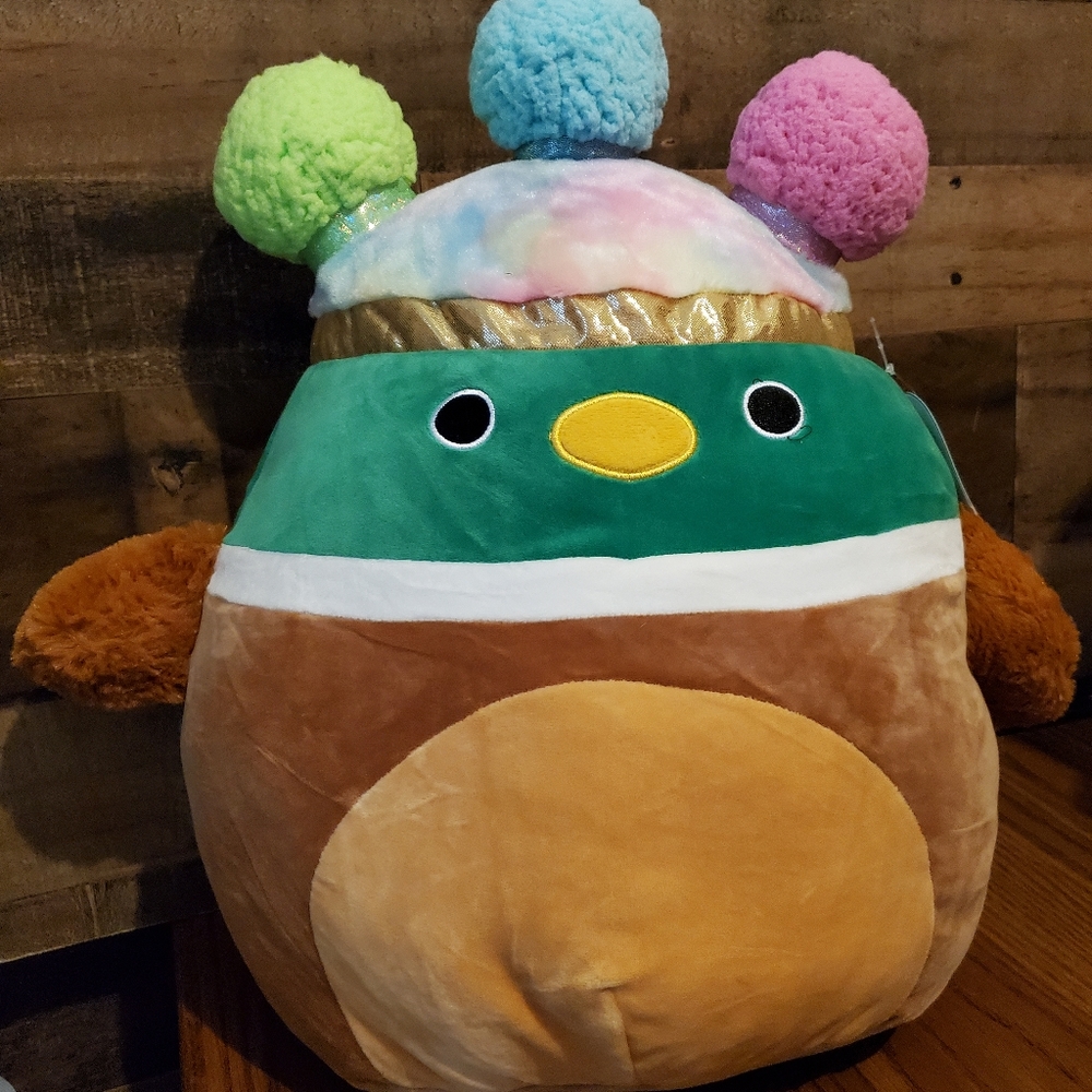 Squishmallow Squish-Doos Avery the Mallard Duck Rainbow Plush NWT 14"